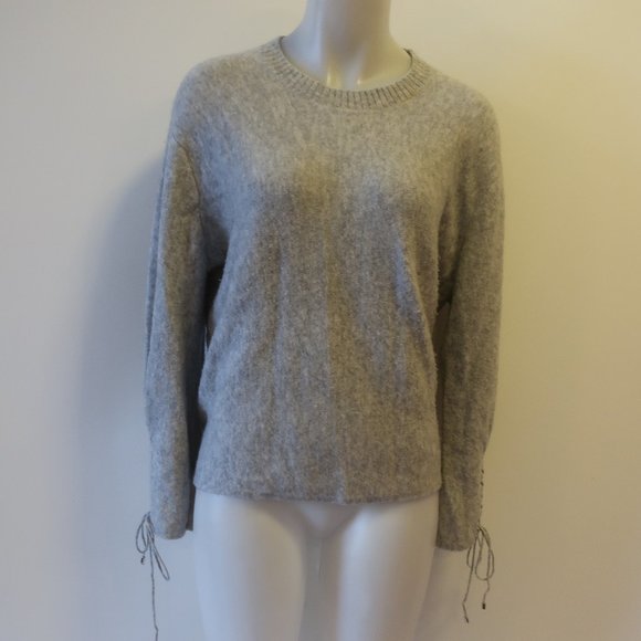 *Womens 3.1 Phillip Lim Gray Laced Sleeve Wool Blend Pullover Sweater M - Picture 4 of 10